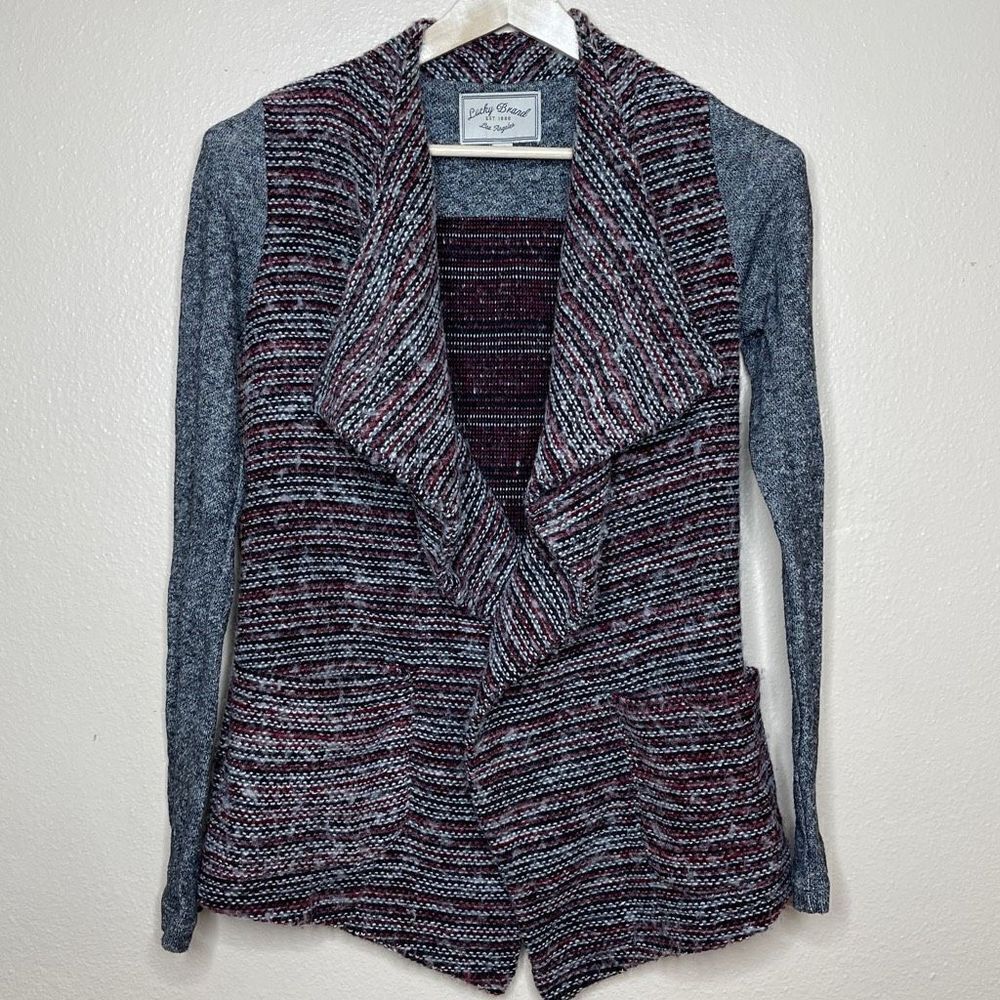 Lucky Brand Cardigan Womens XS Sweater Southwestern Open Front Wool Blend Boho